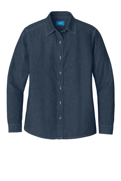 Port & Co Women's Long Sleeve Value Denim Shirt.  LSP10