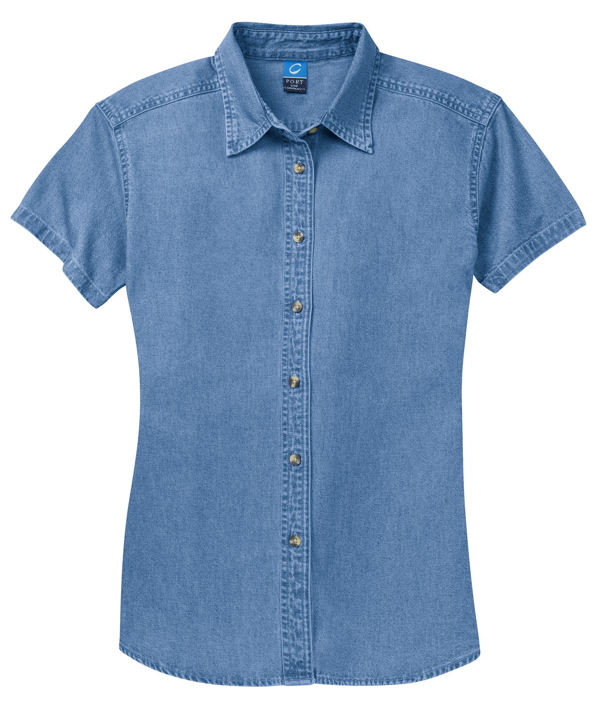 Port & Co Women's Short Sleeve Value Denim Shirt.  LSP11