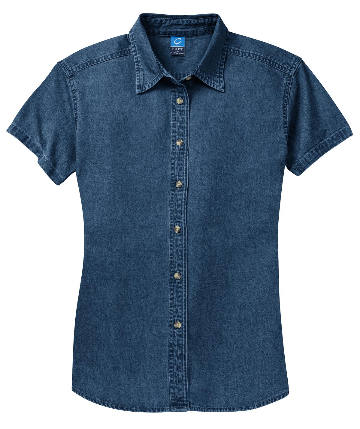 Port & Co Women's Short Sleeve Value Denim Shirt.  LSP11