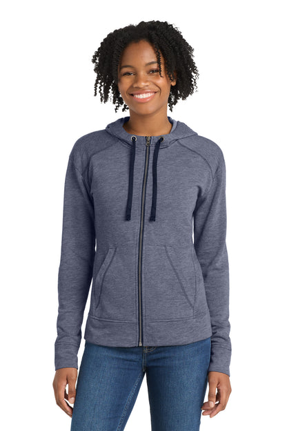 Sport-Tek  Women's PosiCharge  Tri-Blend Wicking Fleece Full-Zip Hooded Jacket LST293