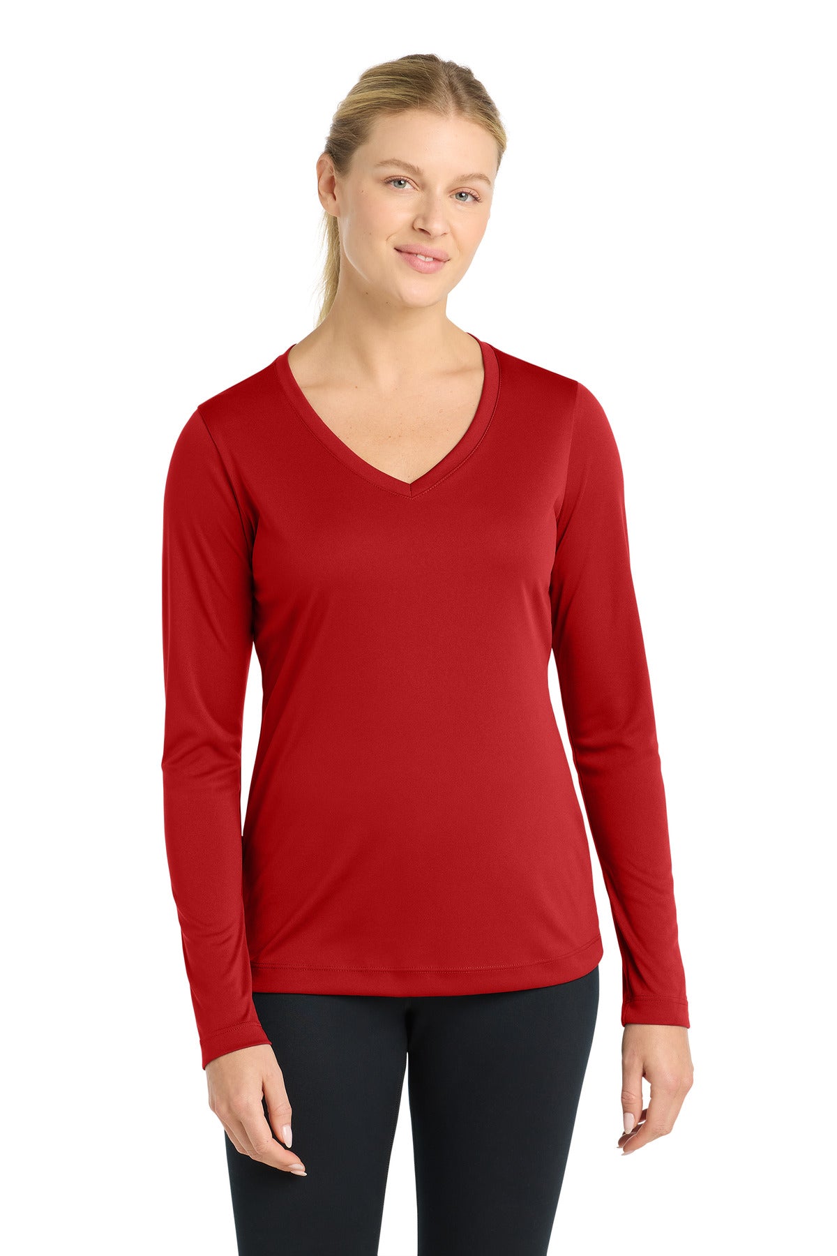 Sport-Tek Women's Long Sleeve PosiCharge Competitor V-Neck Tee. LST353LS