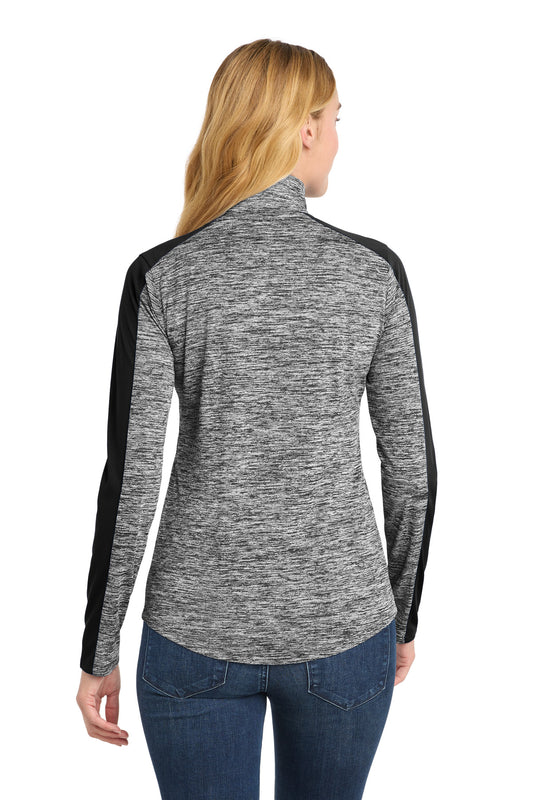 Sport-Tek Women's PosiCharge Electric Heather Colorblock 1/4-Zip Pullover. LST397
