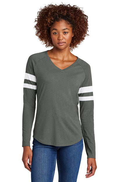 Sport-Tek Women's Halftime Stripe Long Sleeve V-Neck Tee LST6043