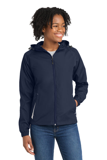 Sport-Tek Women's Colorblock Hooded Raglan Jacket. LST76