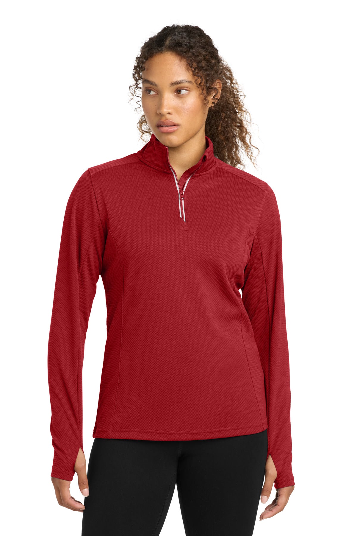 Sport-Tek Women's Sport-Wick Textured 1/4-Zip Pullover.  LST860