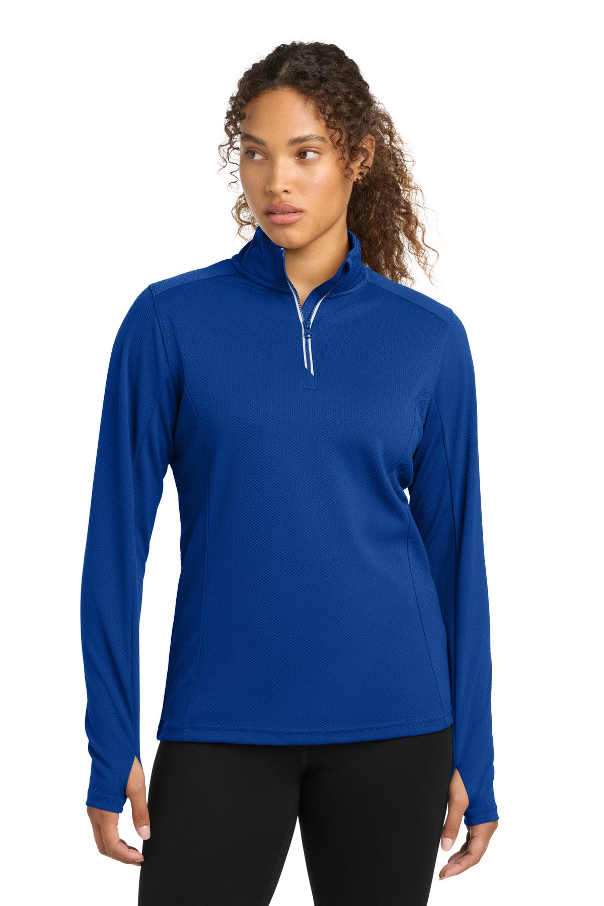 Sport-Tek Women's Sport-Wick Textured 1/4-Zip Pullover.  LST860