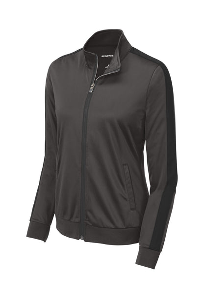 Sport-Tek  Women's Tricot Sleeve Stripe Track Jacket. LST94