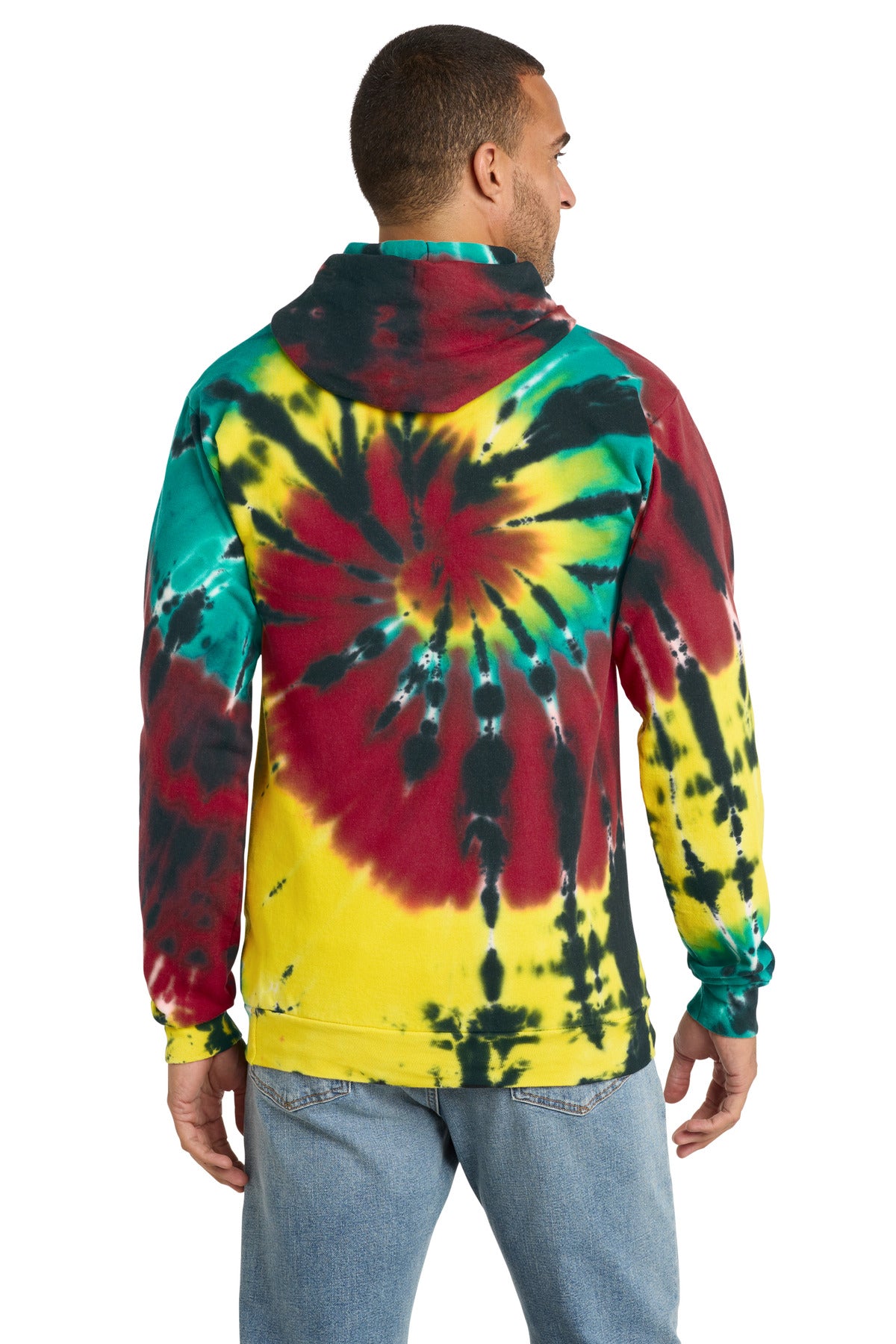 Port & Co Tie-Dye Pullover Hooded Sweatshirt. PC146
