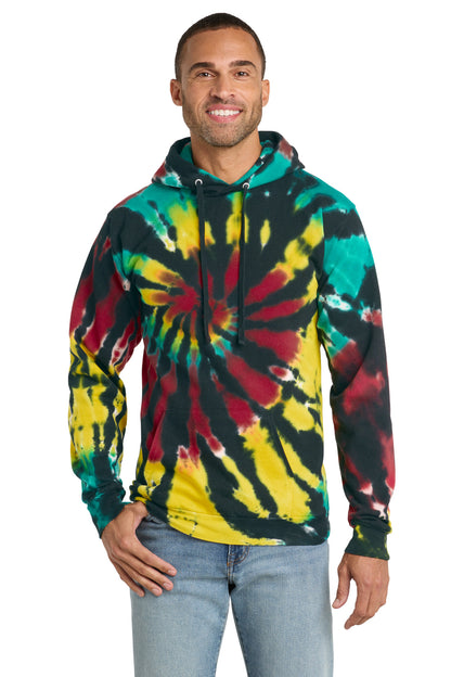 Port & Co Tie-Dye Pullover Hooded Sweatshirt. PC146