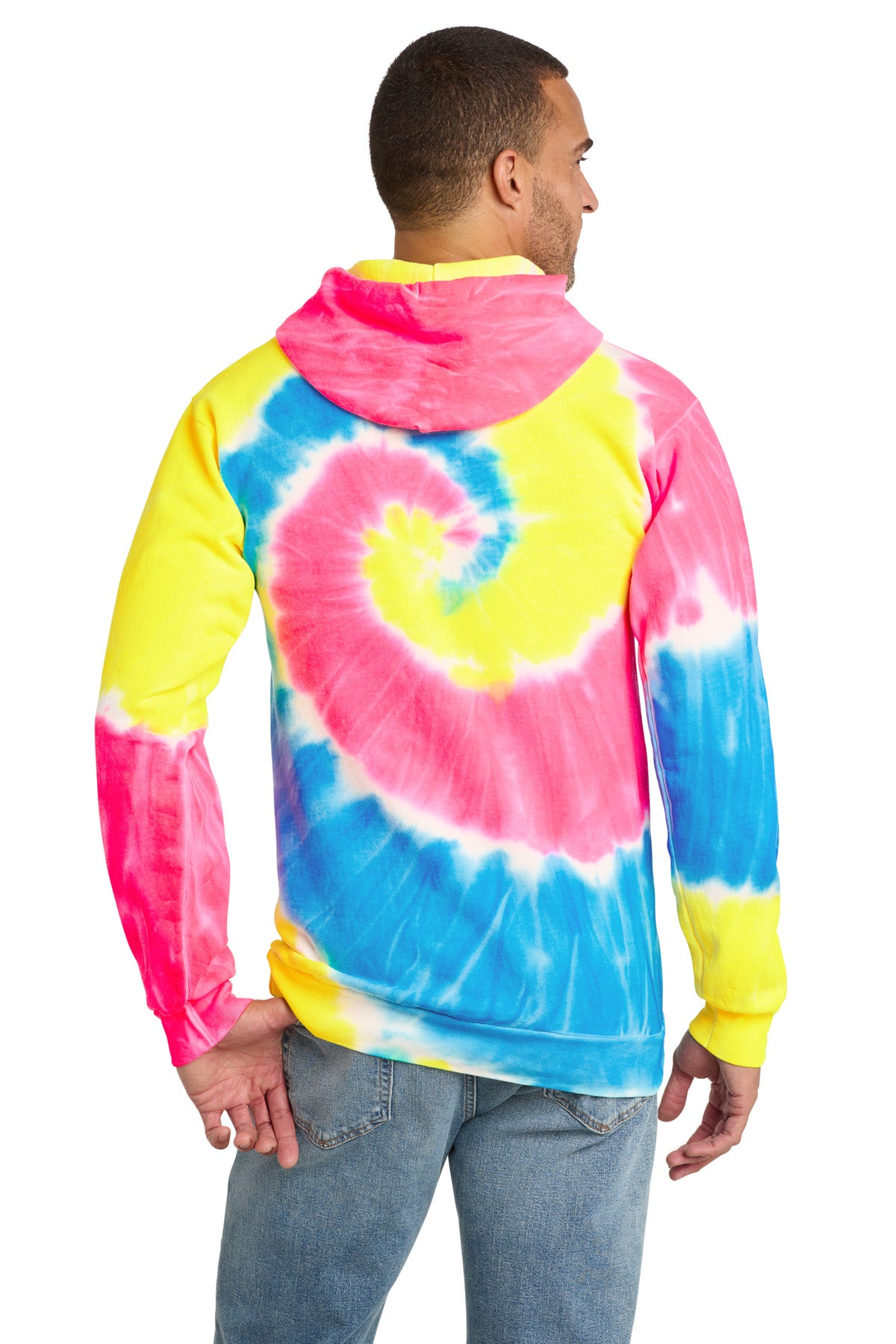 Port & Co Tie-Dye Pullover Hooded Sweatshirt. PC146