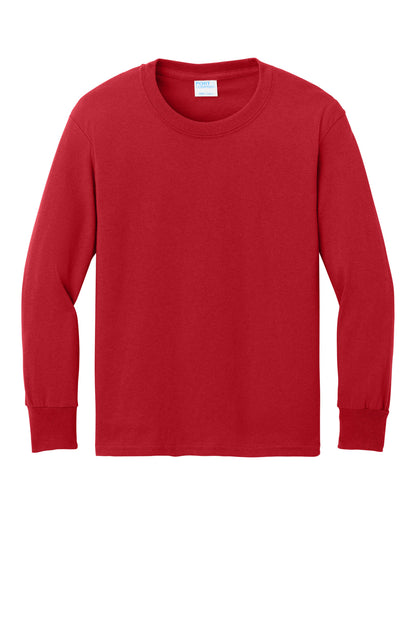 Port & Co Youth Long Sleeve Core Cotton Tee. PC54YLS