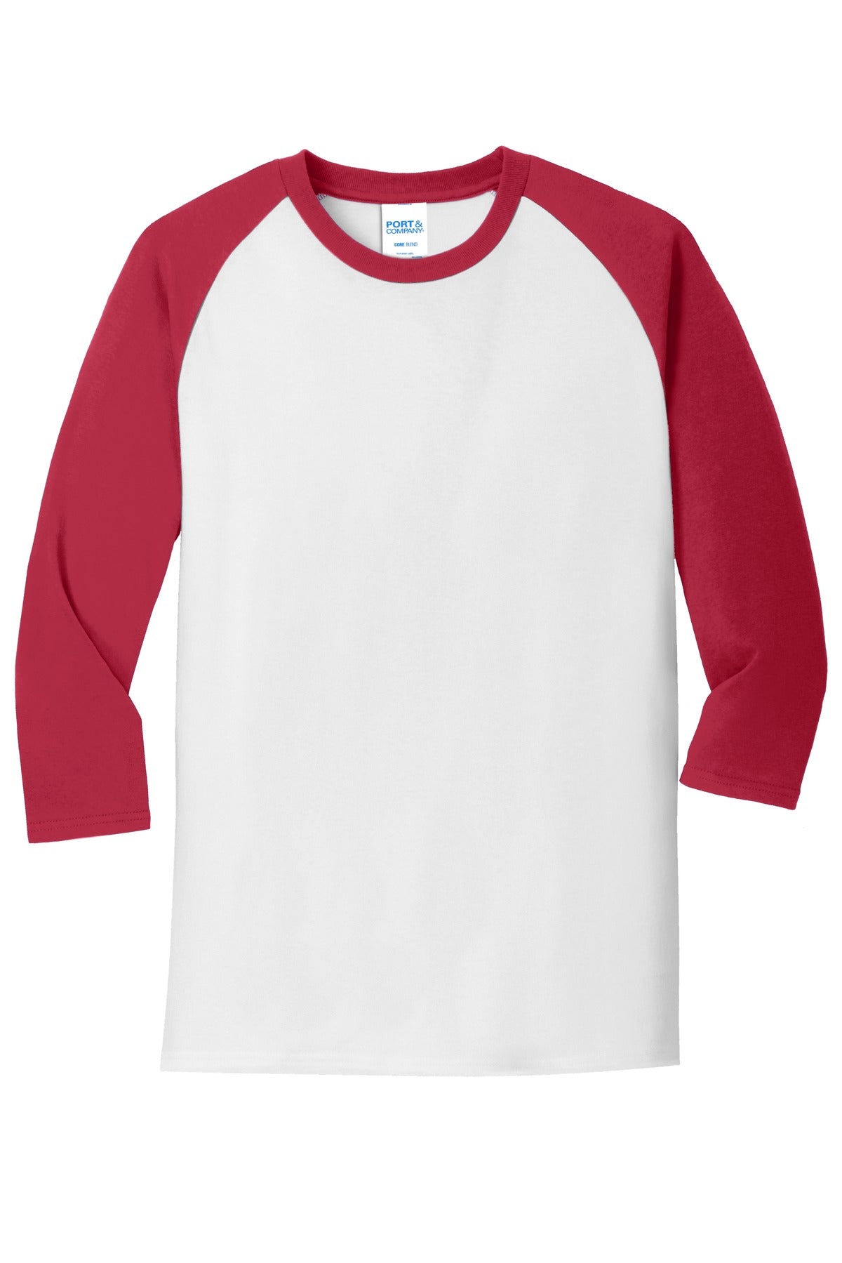 Port & Co Core Blend 3/4-Sleeve Raglan Tee. PC55RS