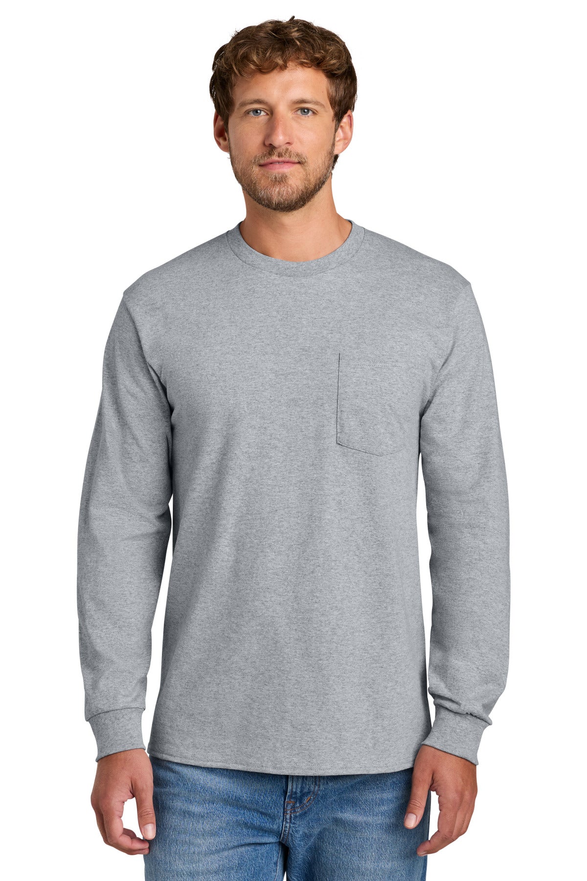Port & Co Tall Long Sleeve Essential Pocket Tee. PC61LSPT