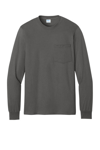 Port & Co Tall Long Sleeve Essential Pocket Tee. PC61LSPT