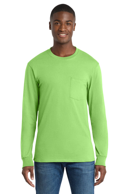 Port & Co Tall Long Sleeve Essential Pocket Tee. PC61LSPT