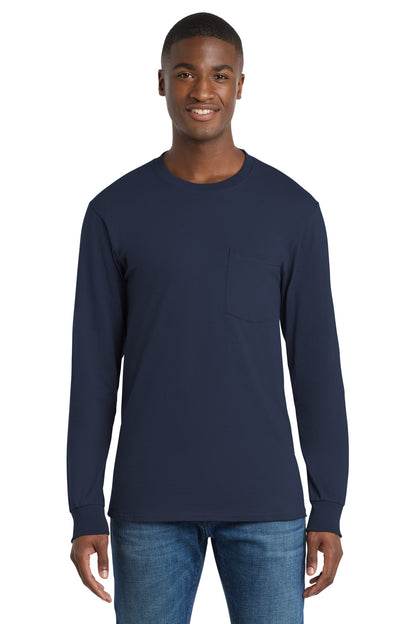 Port & Co Tall Long Sleeve Essential Pocket Tee. PC61LSPT