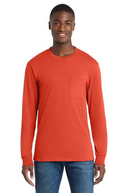 Port & Co Tall Long Sleeve Essential Pocket Tee. PC61LSPT