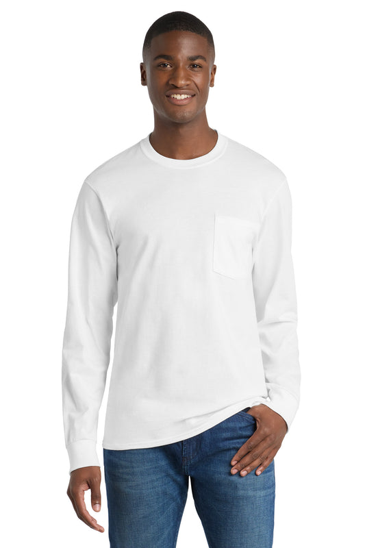 Port & Co Tall Long Sleeve Essential Pocket Tee. PC61LSPT
