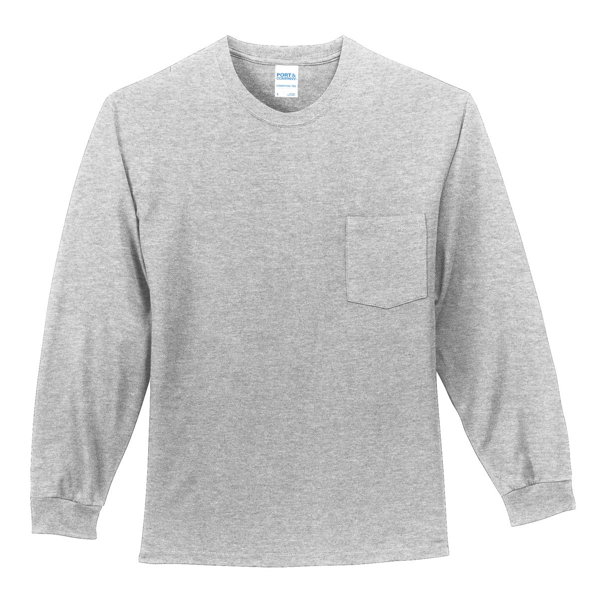 Port & Co Tall Long Sleeve Essential Pocket Tee. PC61LSPT