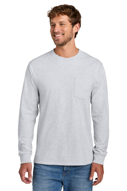 Port & Co Long Sleeve Essential Pocket Tee.  PC61LSP