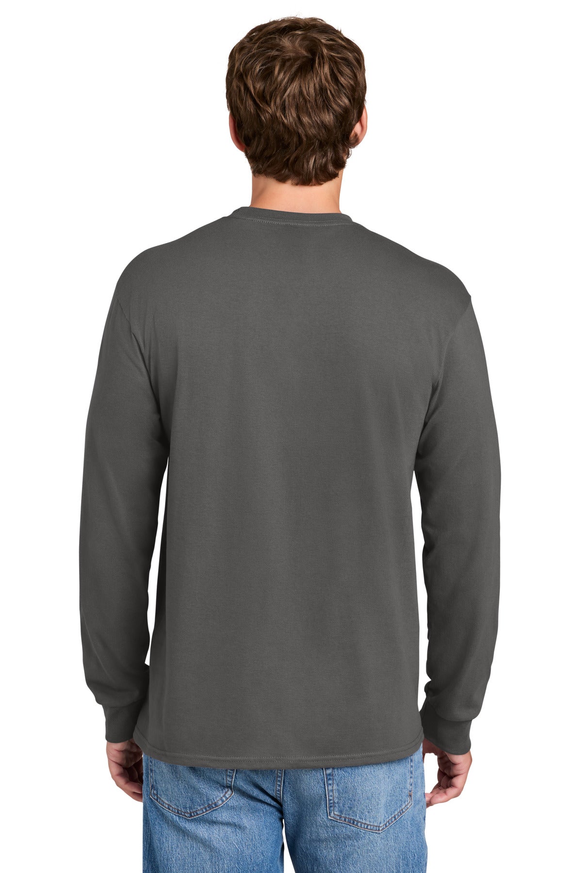 Port & Co Long Sleeve Essential Pocket Tee.  PC61LSP