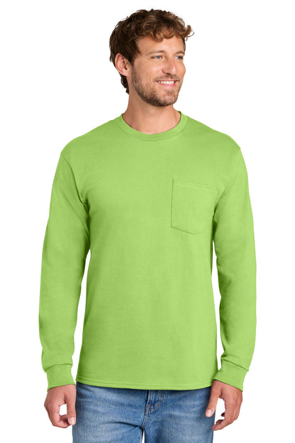 Port & Co Long Sleeve Essential Pocket Tee.  PC61LSP