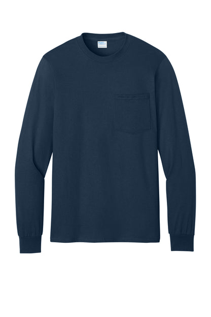 Port & Co Long Sleeve Essential Pocket Tee.  PC61LSP