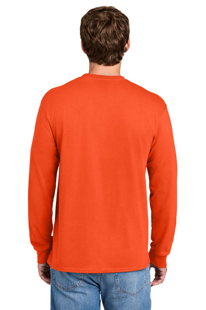 Port & Co Long Sleeve Essential Pocket Tee.  PC61LSP