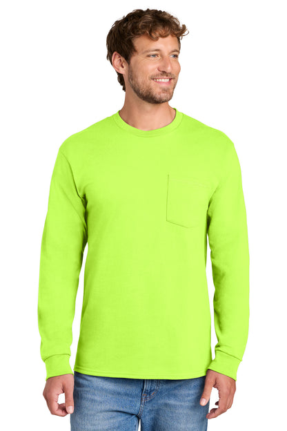 Port & Co Long Sleeve Essential Pocket Tee.  PC61LSP