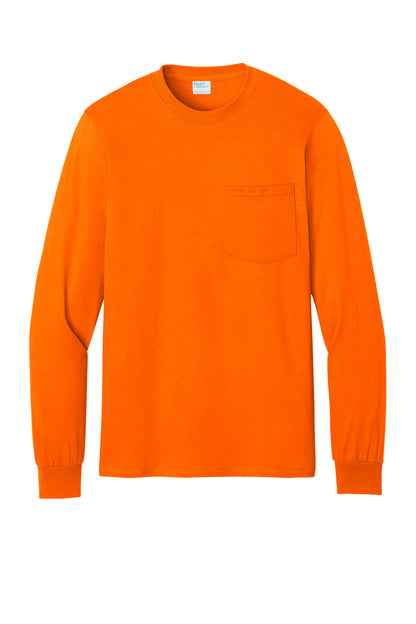Port & Co Long Sleeve Essential Pocket Tee.  PC61LSP