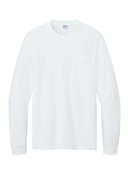 Port & Co Long Sleeve Essential Pocket Tee.  PC61LSP