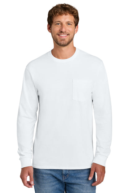 Port & Co Long Sleeve Essential Pocket Tee.  PC61LSP