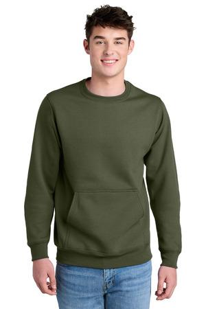 Port & Co Core Fleece Crewneck Pocket Sweatshirt PC78PKT