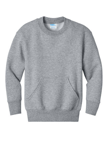 Port & Co Youth Core Fleece Crewneck Pocket Sweatshirt PC78YPKT