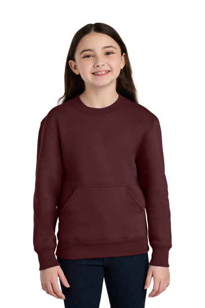 Port & Co Youth Core Fleece Crewneck Pocket Sweatshirt PC78YPKT