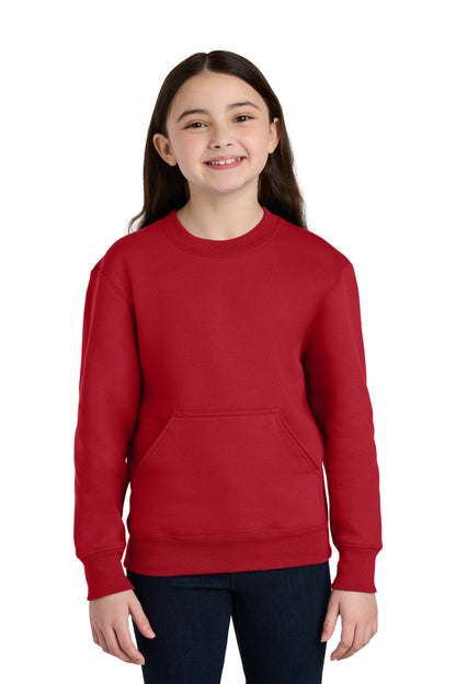 Port & Co Youth Core Fleece Crewneck Pocket Sweatshirt PC78YPKT