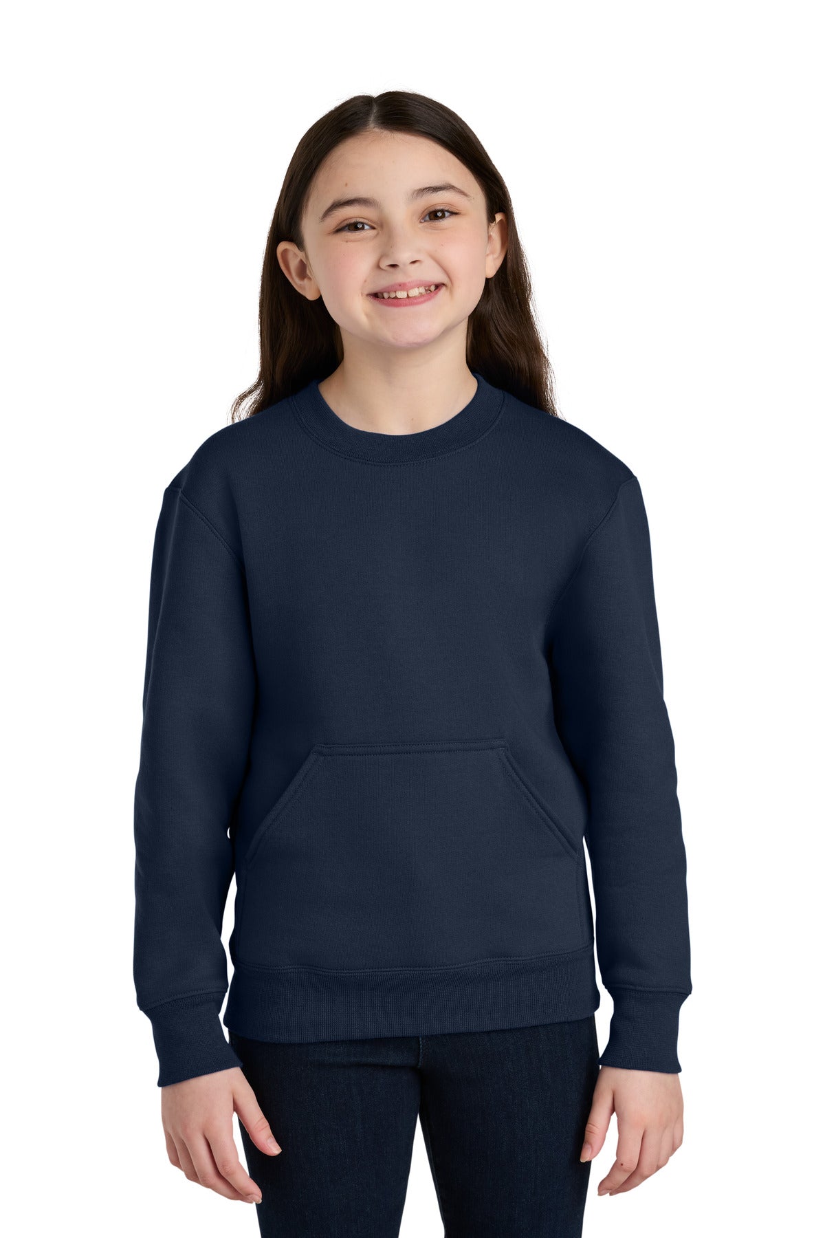 Port & Co Youth Core Fleece Crewneck Pocket Sweatshirt PC78YPKT