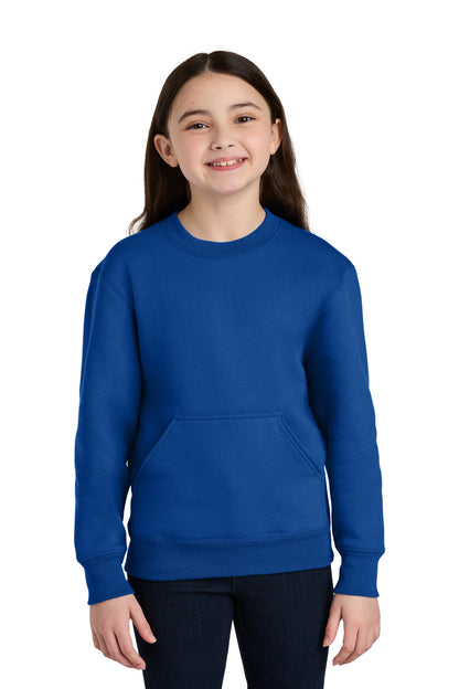 Port & Co Youth Core Fleece Crewneck Pocket Sweatshirt PC78YPKT