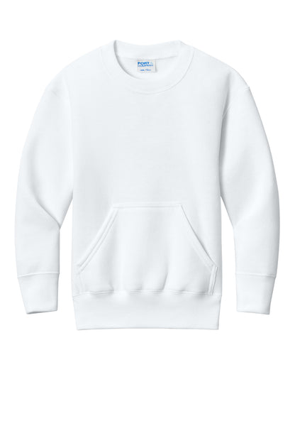 Port & Co Youth Core Fleece Crewneck Pocket Sweatshirt PC78YPKT