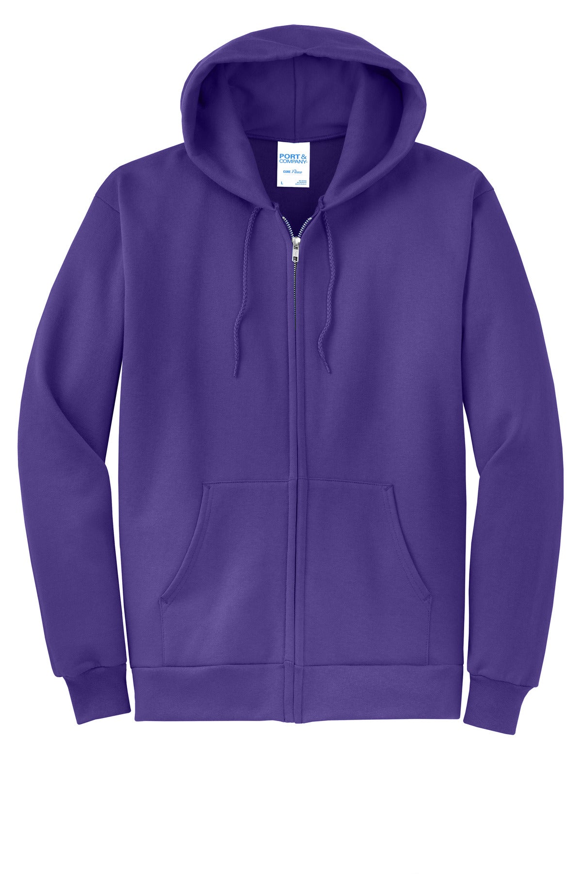 Port & Co Core Fleece Full-Zip Hooded Sweatshirt. PC78ZH