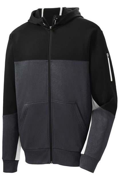Sport-Tek Tech Fleece Colorblock Full-Zip Hooded Jacket. ST245