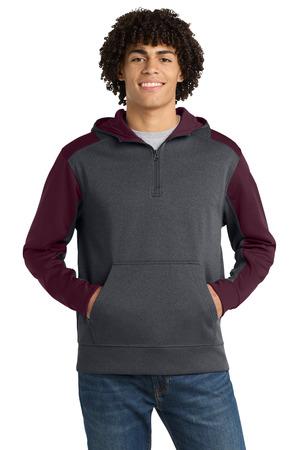 Sport-Tek  Tech Fleece Colorblock 1/4-Zip Hooded Sweatshirt. ST249