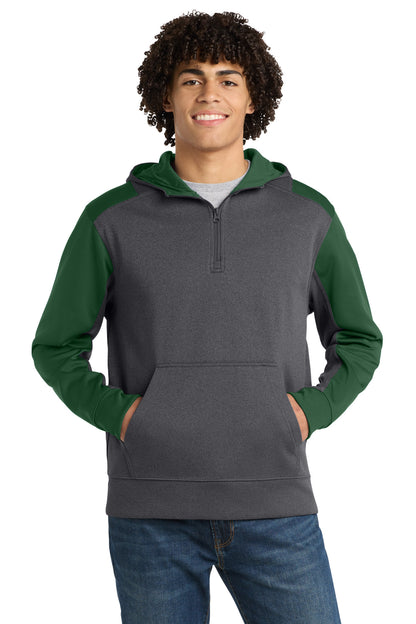 Sport-Tek  Tech Fleece Colorblock 1/4-Zip Hooded Sweatshirt. ST249