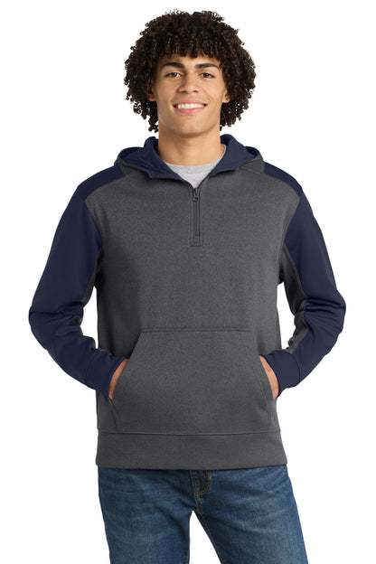 Sport-Tek  Tech Fleece Colorblock 1/4-Zip Hooded Sweatshirt. ST249