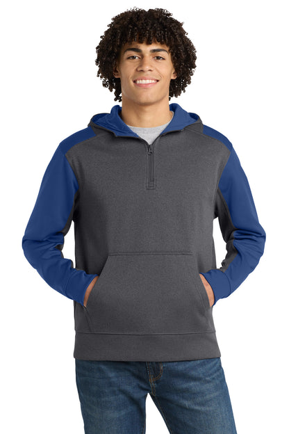 Sport-Tek  Tech Fleece Colorblock 1/4-Zip Hooded Sweatshirt. ST249
