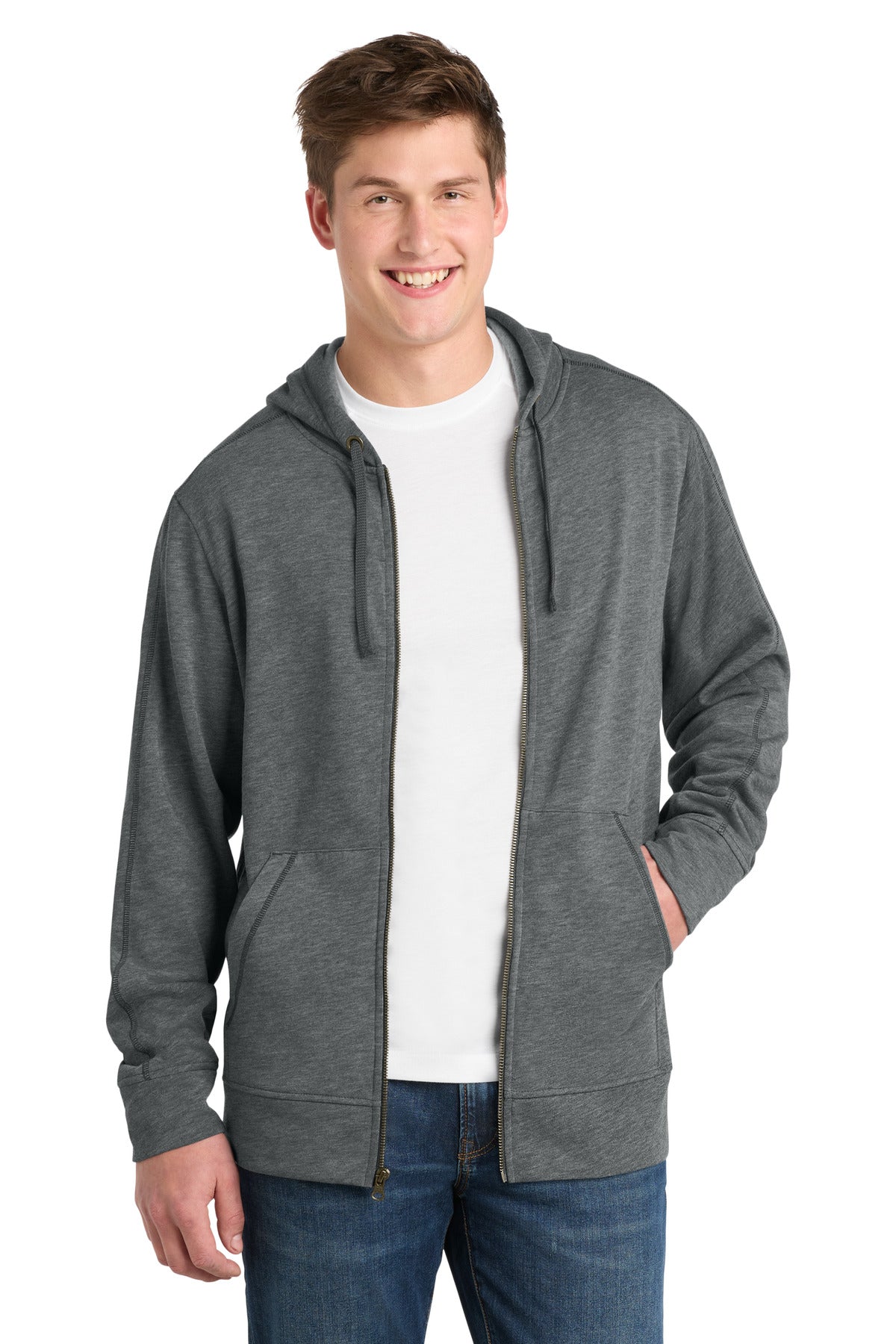 Sport-Tek  PosiCharge  Tri-Blend Wicking Fleece Full-Zip Hooded Jacket ST293