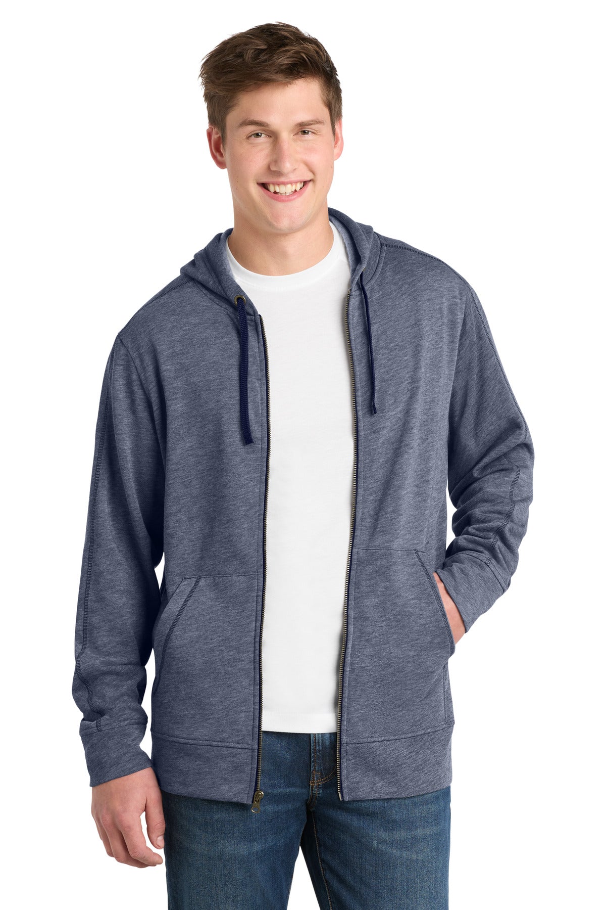 Sport-Tek  PosiCharge  Tri-Blend Wicking Fleece Full-Zip Hooded Jacket ST293
