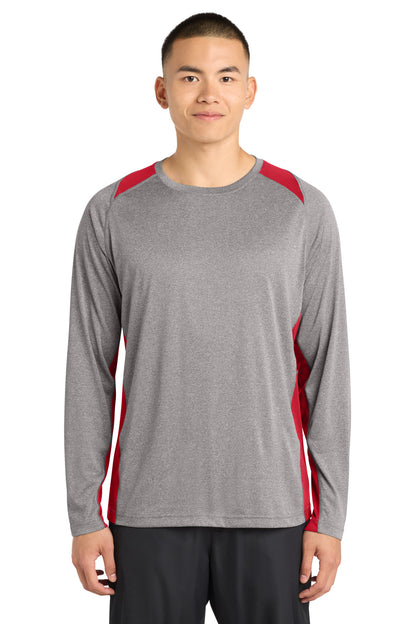 Sport-Tek Long Sleeve Heather Colorblock Contender Tee. ST361LS