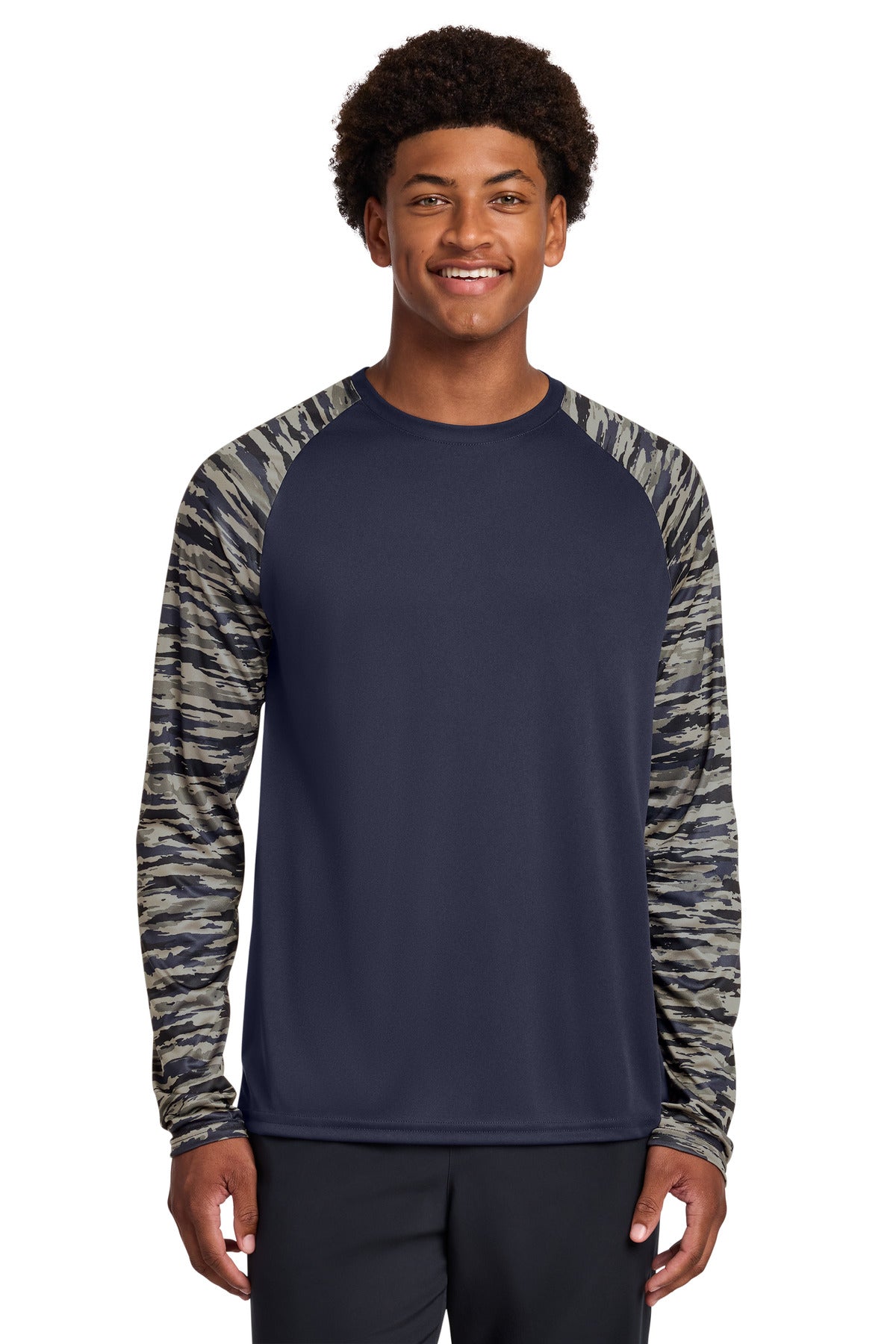 Sport-Tek Drift Camo Colorblock Long Sleeve Tee ST376LS