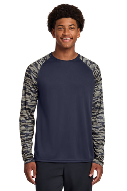 Sport-Tek Drift Camo Colorblock Long Sleeve Tee ST376LS